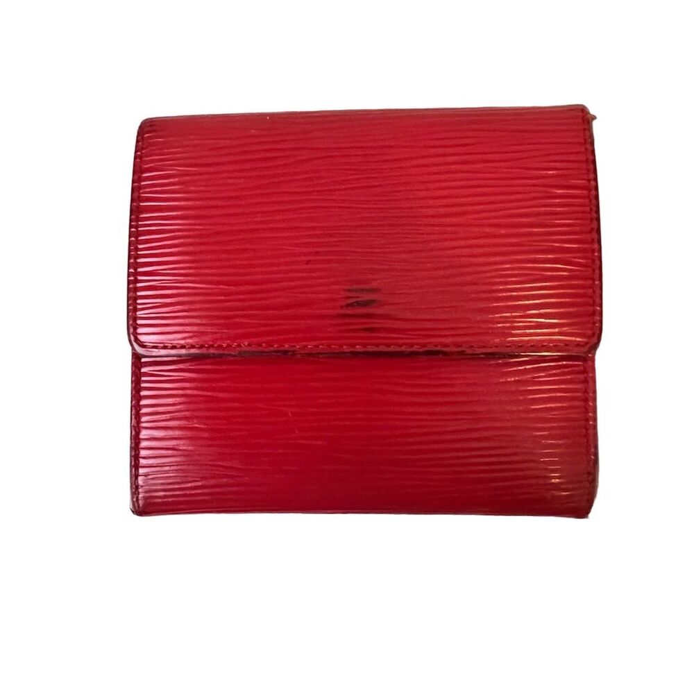 Louis Vuitton Unisex Red Epi Leather Trifold Wallet Credit Card Slots
